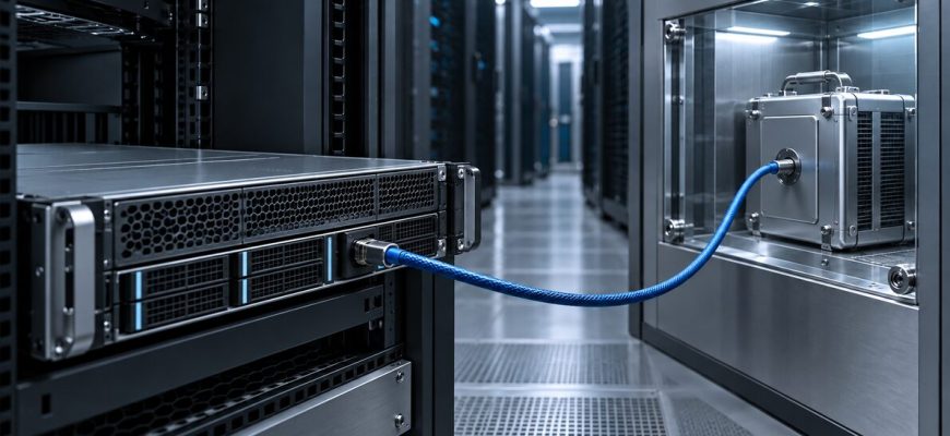 Dedicated server connected to an isolated backup unit in a blue-gray data center